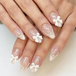 24pcs/1set Nude Press On Nails With White Tip Lightweight And Easy To Stick Fake Nail For Women And Girl Nail Salon Diy Nails