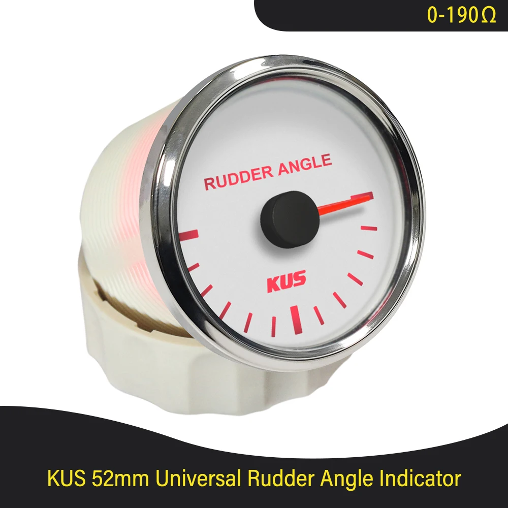 KUS Universal Marine Boat Rudder Angle Indicator Gauge 52mm 85mm 0-190 Ohm with Red Yellow Backlight for Ship Boat