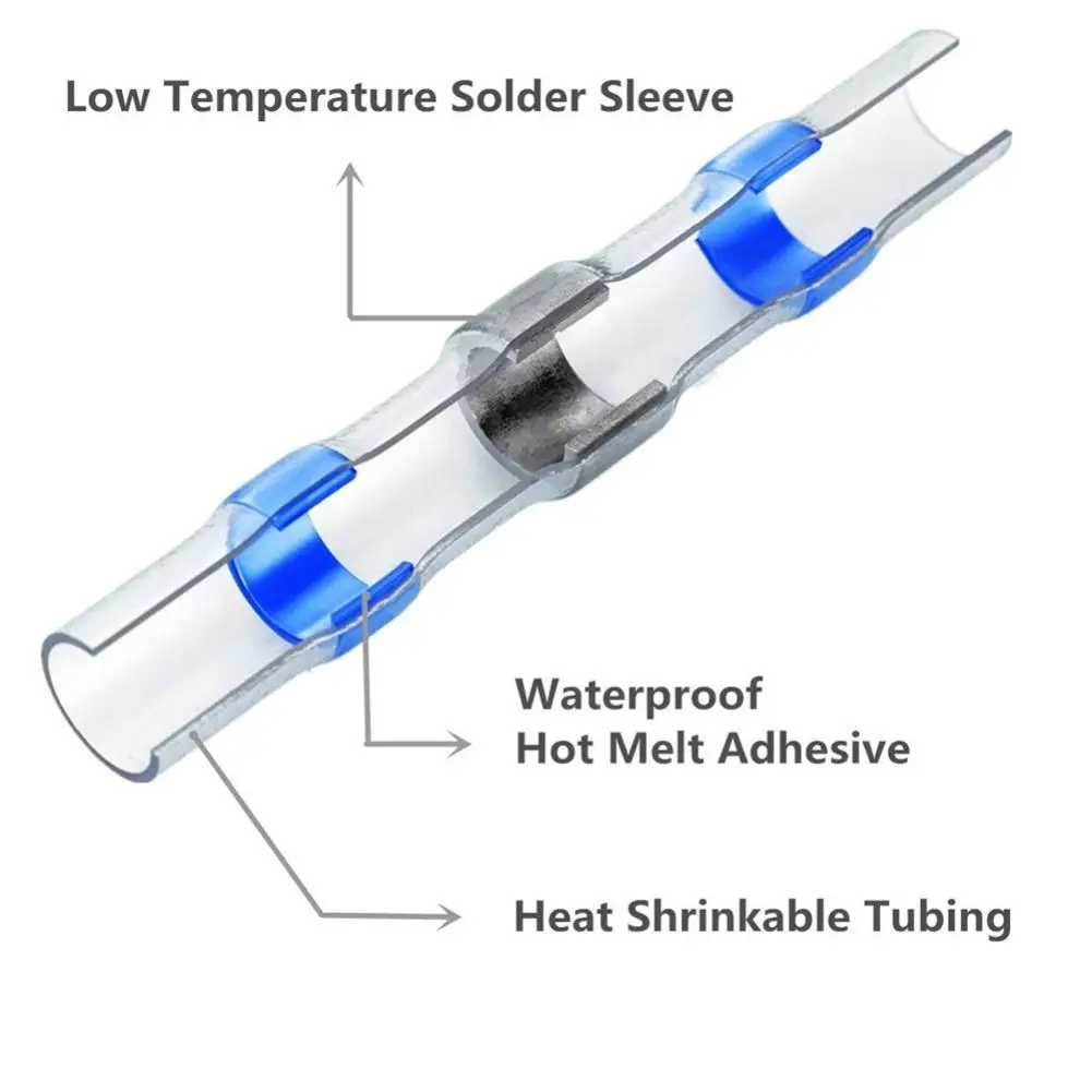 50/100 Stück Lötverbinder, wasserdichte Schrumpfschlauch-Verbindungsklemmen, isolierte elektrische Kabelverbinder für Autos – Detail 15