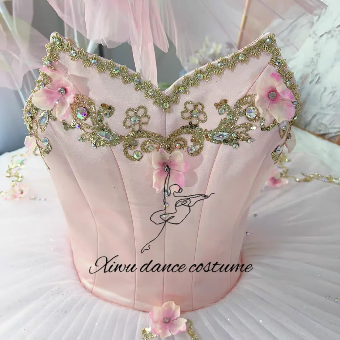 Poupée féerique personnalisée, Costume de spectacle de Ballet rose, jupe de Ballet pour enfants, robe de Ballet personnalisée