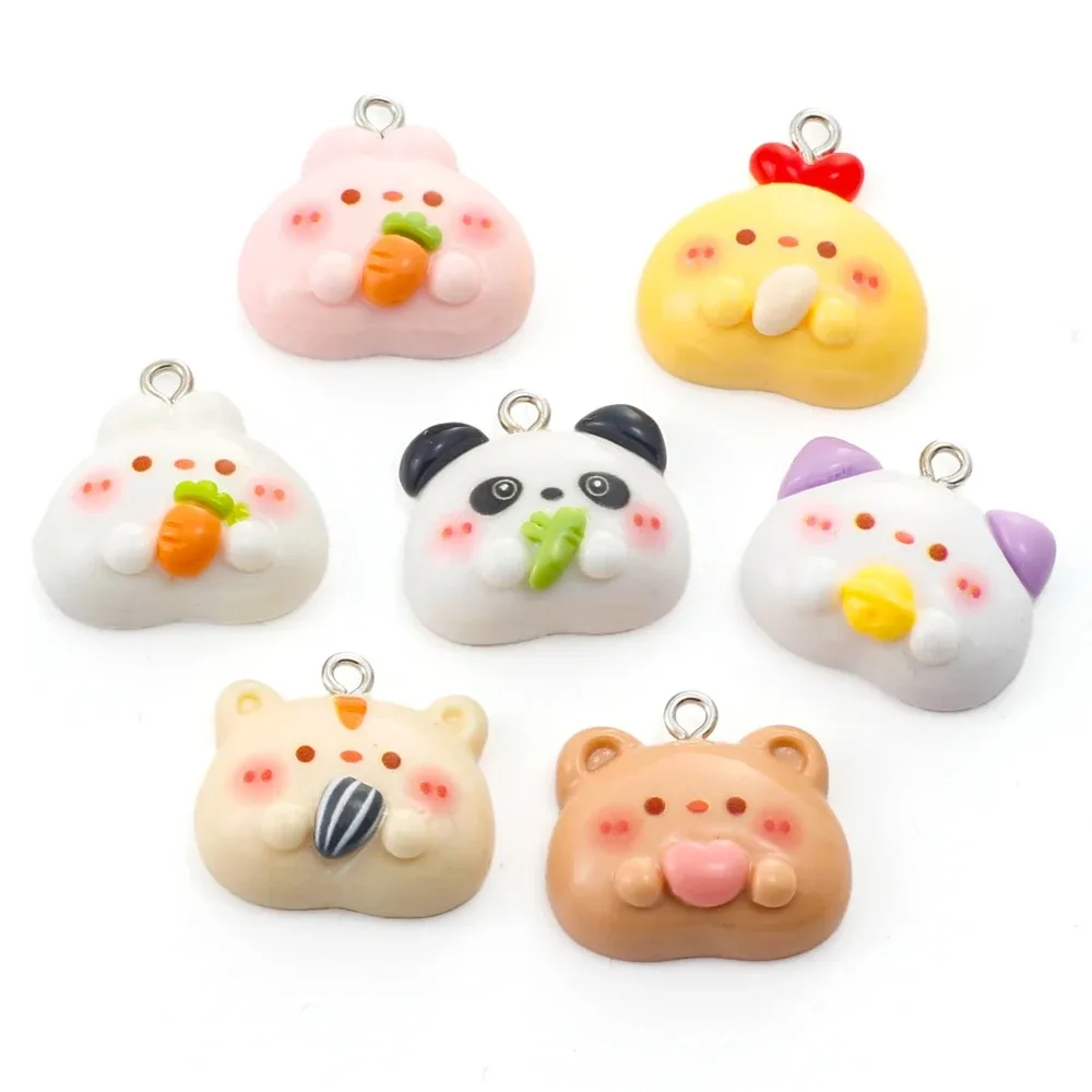 10 قطعة المعلقات الراتنج الحيوان لطيف الكرتون الباندا الدب خنزير أرنب السحر ل القرط قلادة المفاتيح Diy بها بنفسك مستلزمات صناعة المجوهرات