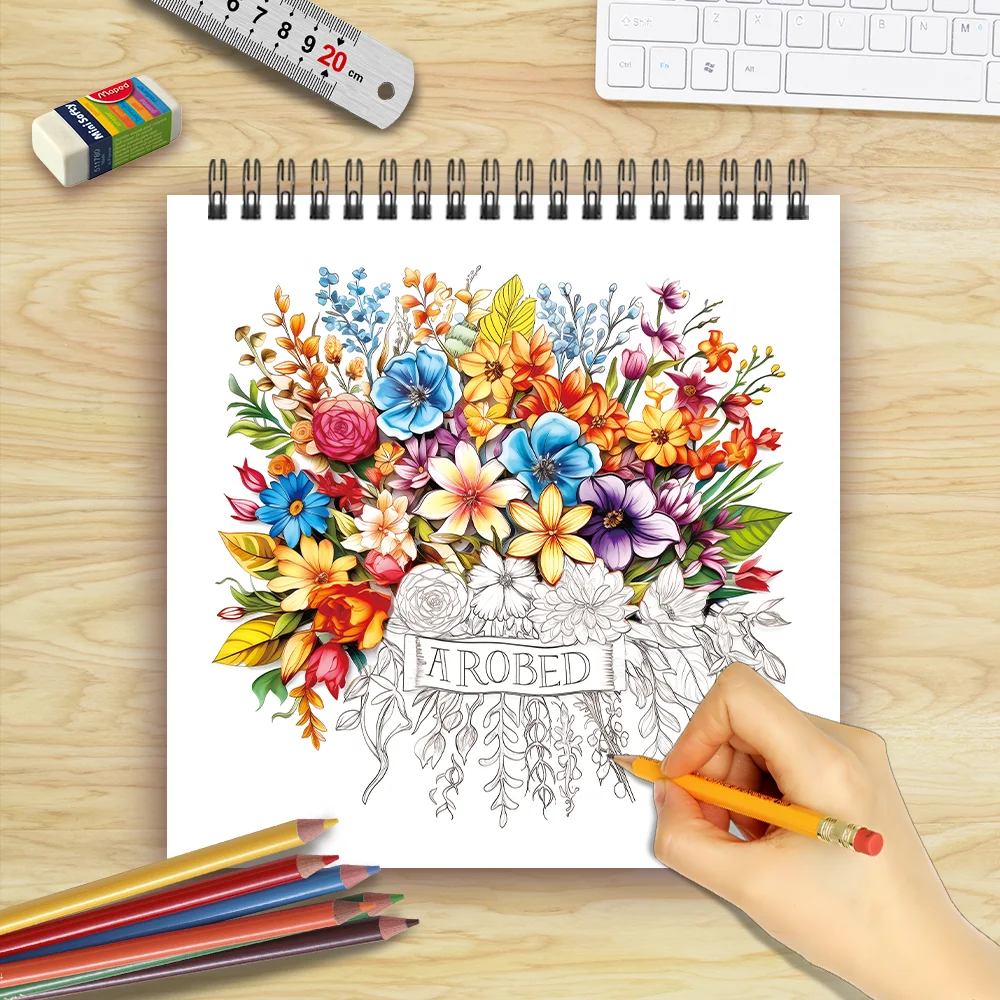 Malbuch für Erwachsene – 30 Blatt, Spiralbindung, speziell für Frauen, 21 x 21 cm, Zeichenbuch, Geburtstagsgeschenk, Geschenk für Feiertagspartys. – Detail 11