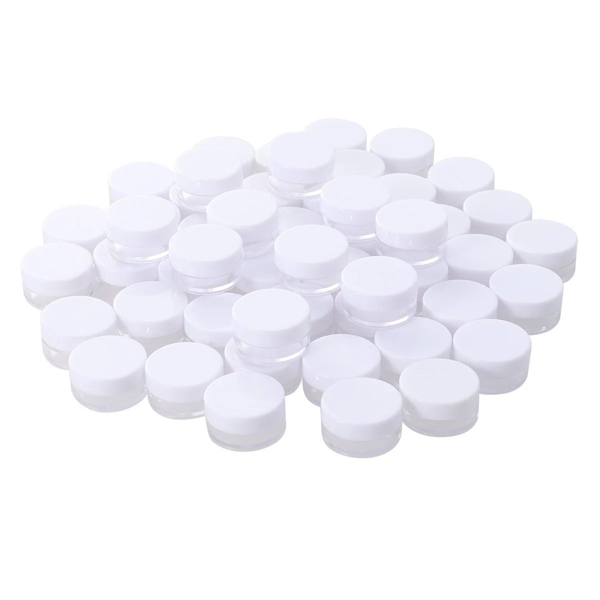 

50Pcs Containers Mini Round Cream Jars Portable Plastic Sealed Travel Bottles Set Empty Facial Balm Ointment Storage