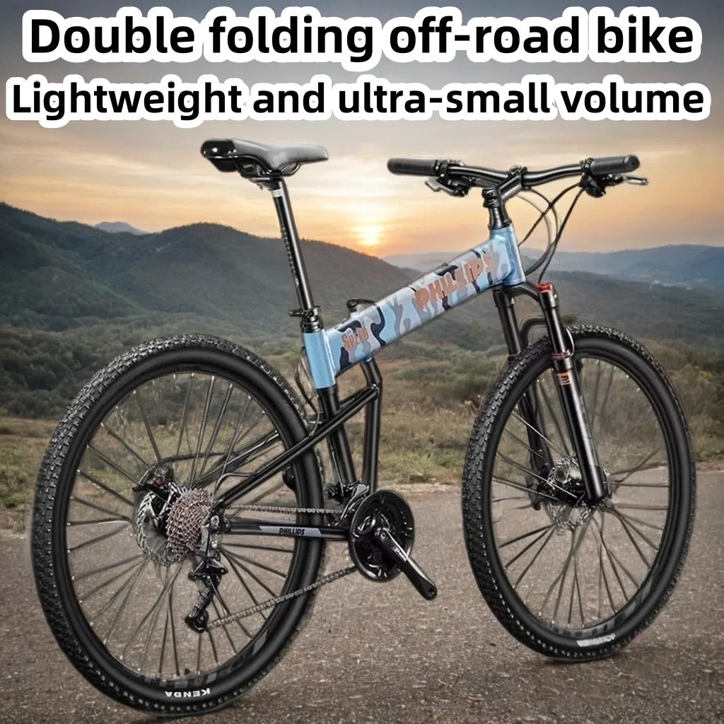 

Folding Mountain Bicycle Ultra-light Men and Women Commute Variable Speed Shock-absorbing Bikes Aluminum Alloy Axis Folding Bike