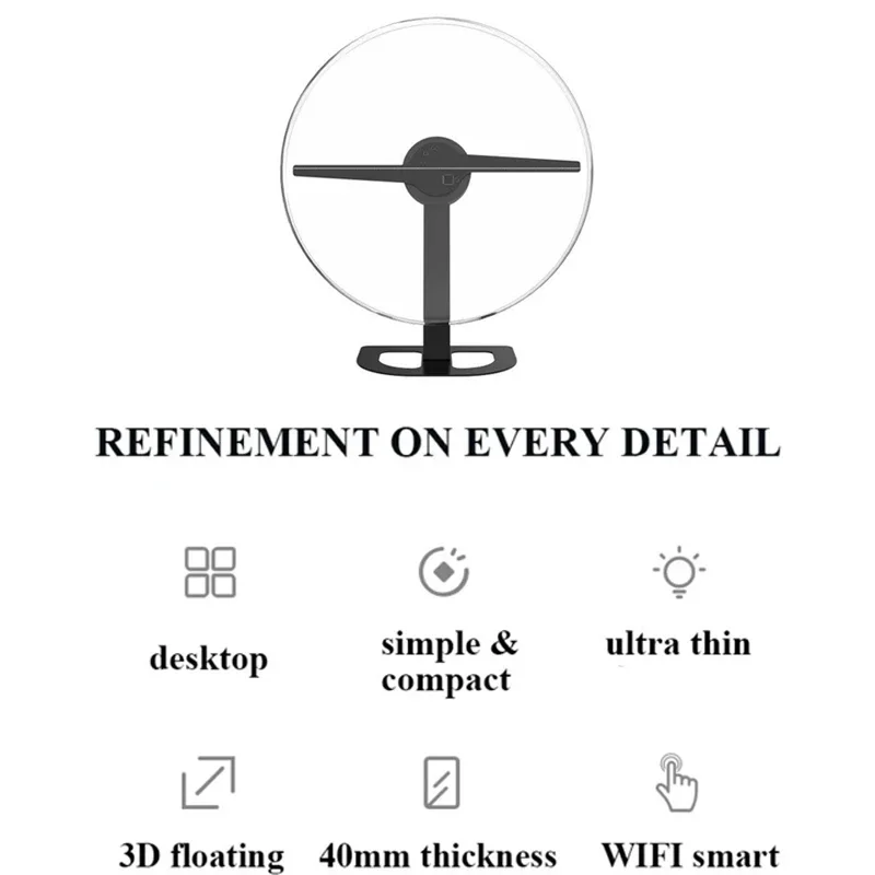 Wholesale 30CM Mini Portable Advertising Display Hologram 3D Led Display Fan Desktop 3D Holographic Led Fan Projector