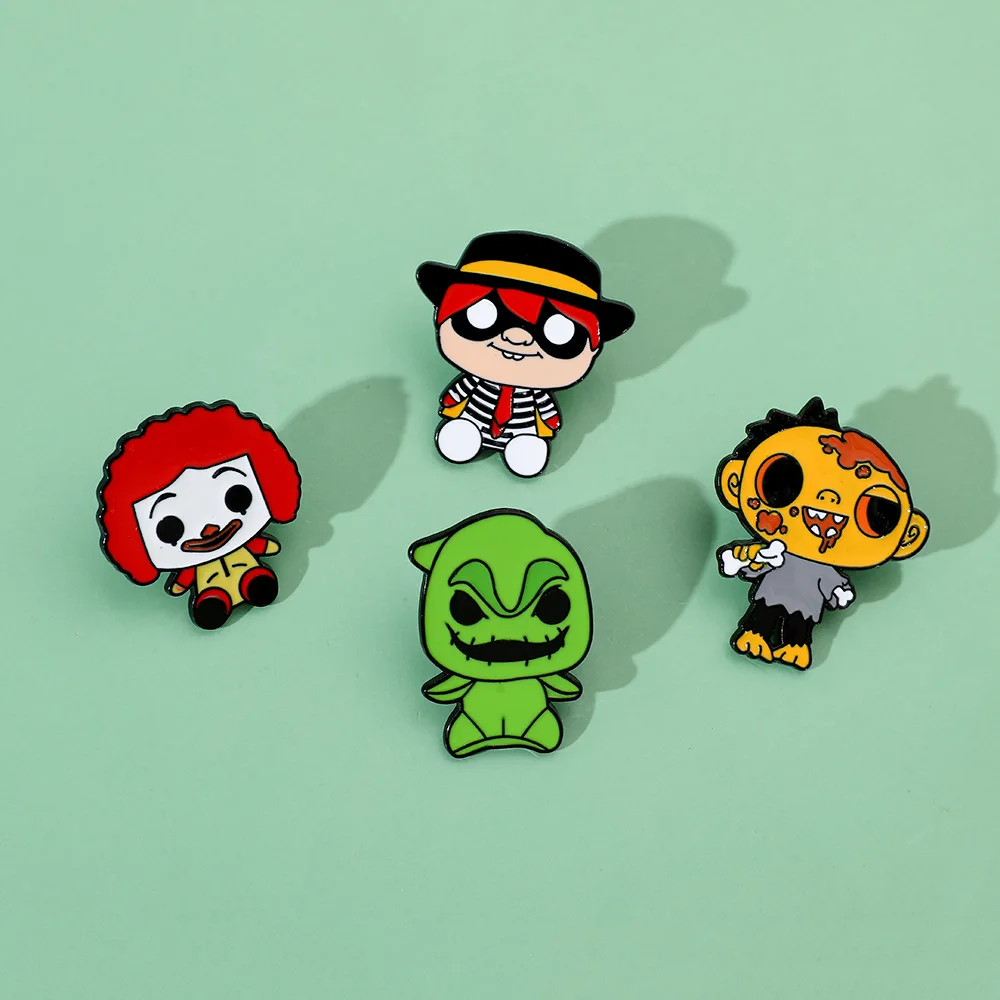 Tim Burton pesadilla antes de Navidad Oogie Boogie Pin de Metal de dibujos animados broche de payaso espeluznante regalo Vintage de Disney coleccionistas góticos