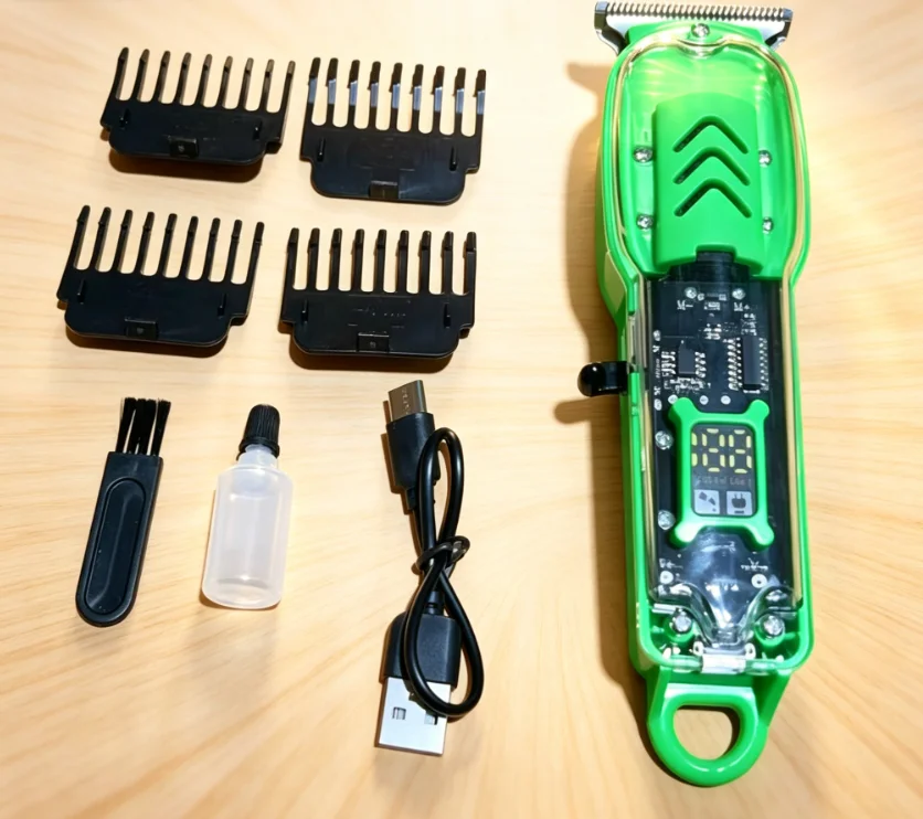 Transparent Body Electric Hair Trimmer USB Rechargeable Professional Hair Clipper Cordless Hair Cutting Machine Men's Personal C image 3