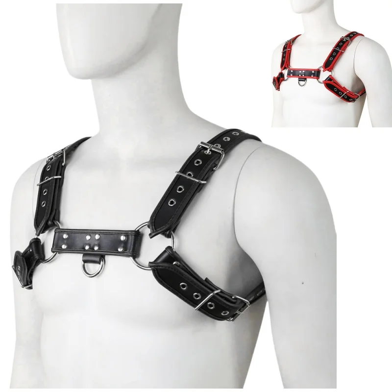 Fetish Male Lingerie Harness Men Clothing Tank Top Sexual Body Leather Chest Harness Belt Strap Punk Rave Costumes for Adult Sex