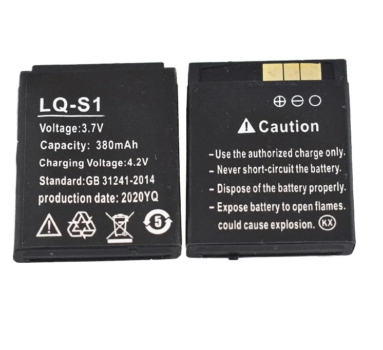2ชิ้นที่ LQ-S1 LQS1แบตเตอรี่สมาร์ทวอท์ช380mA แบตเตอรี่ลิเธียม3.7V แบตเตอรี่แบบชาร์จไฟได้สำหรับสมาร์ทวอทช์ DZ09 W8 A1 QW09 RYX-NX9 KSW-S6
