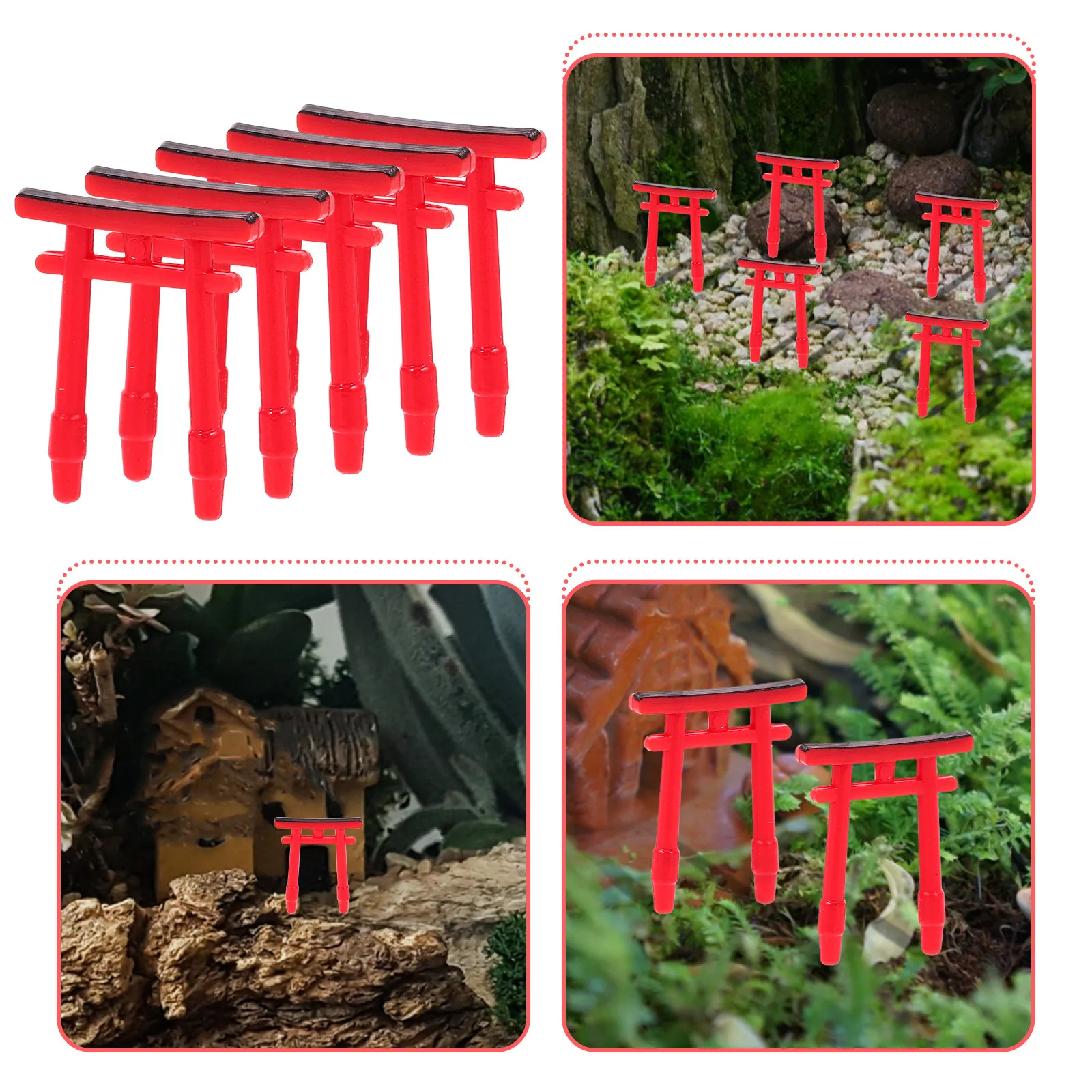 5Pcs Miniature Torii Gate Japanese Style Micro Landscape Garden Aquarium Fish Tank Sand Table Decoration Mini Gate Craft