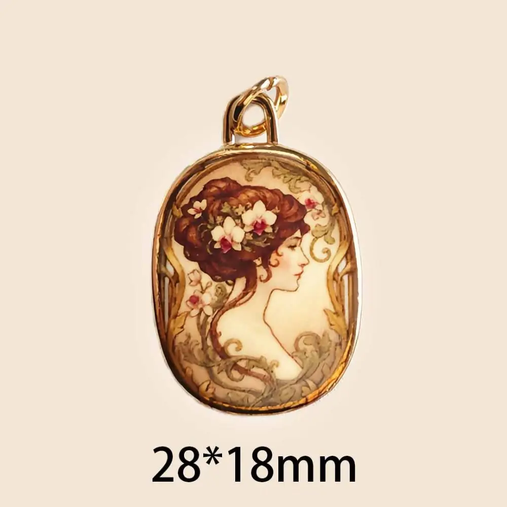 Colorful Hand-Drawn Necklace Pendant Handcrafted DIY Jewelry Charms Geometric Shape Gift Necklace Making Connector Charms Making