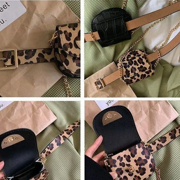 Miyagawa Leopard Print Small Bag for Women Versatile Wallet Fashionable Belt for Women Detachable Small Waist Packs Cool Ins Bag