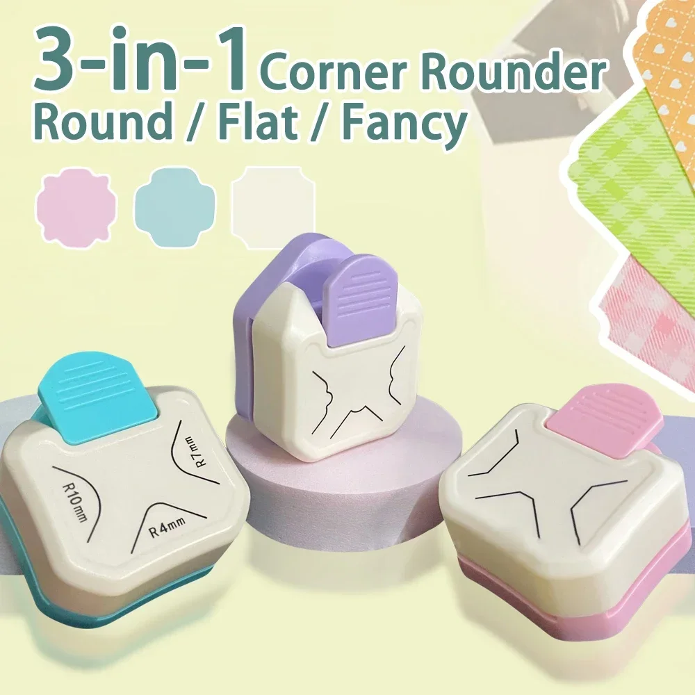 Corner Rounder Punch 3 in1 R4/R7/R10mm Round Corner Trimmer Cutter for Card Craft Scrapbook Wrapping Paper Sticker