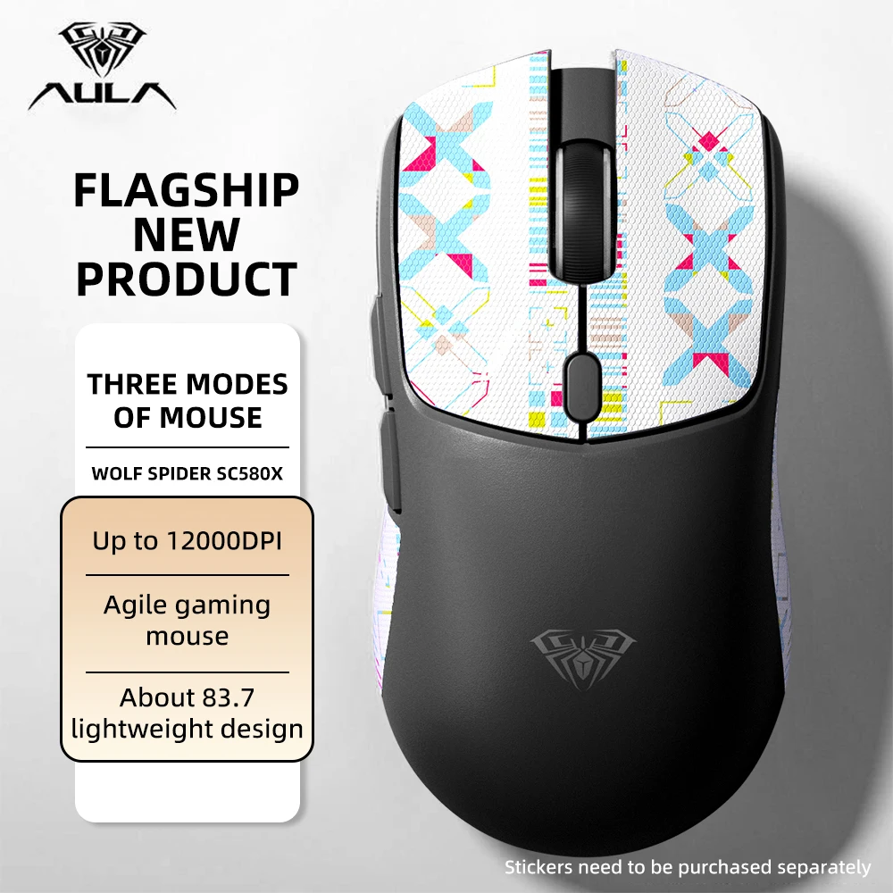 AULA SC580X Tri-Mode Wireless Gaming Mouse 2.4G Bluetooth Type-C Wired PAW3325 10000 DPI 1000Hz 500mAh 83.7g Ergonomic