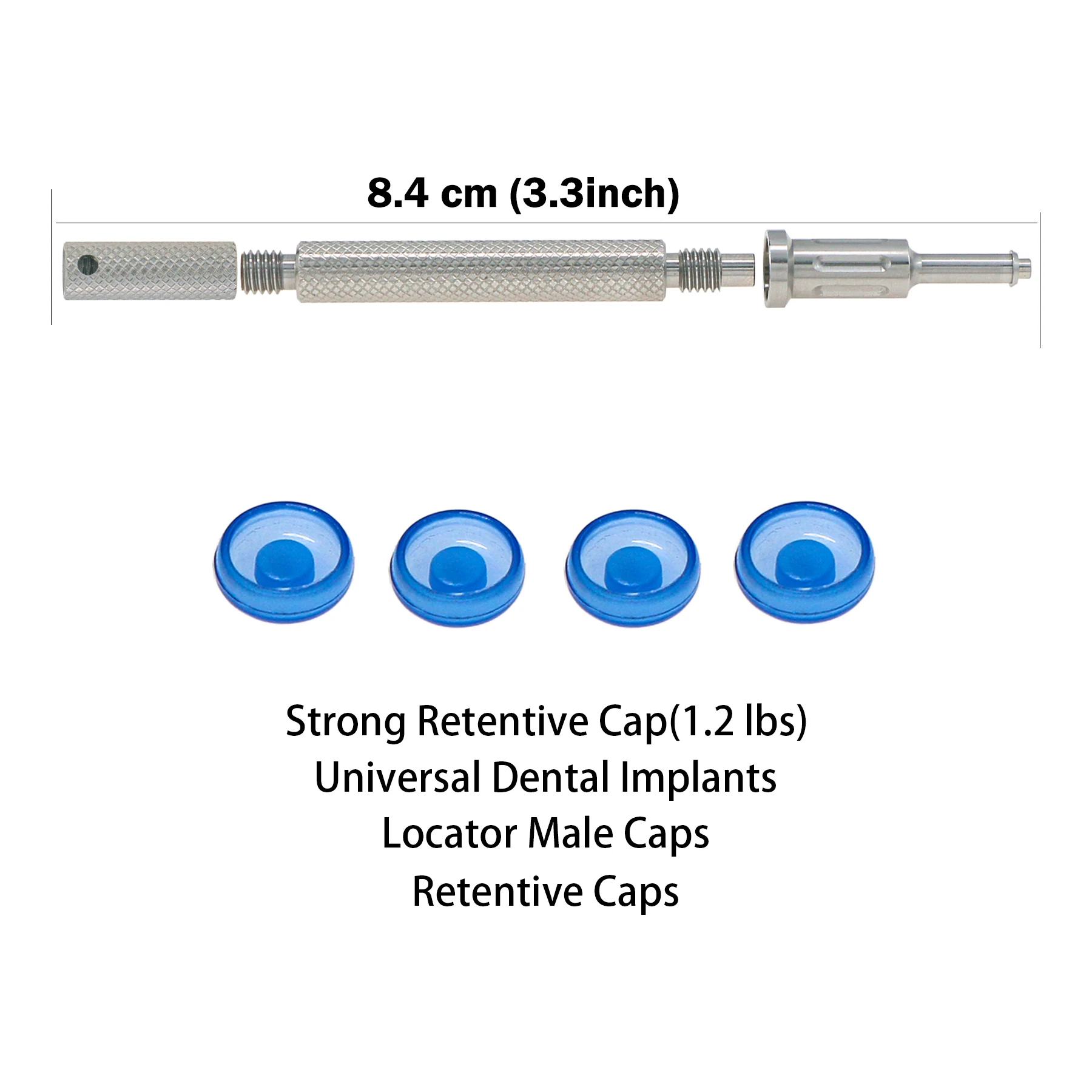 

Dental Overdenture Implant Retention Caps 1.2 lbs Silver Locator Core Tool Universal