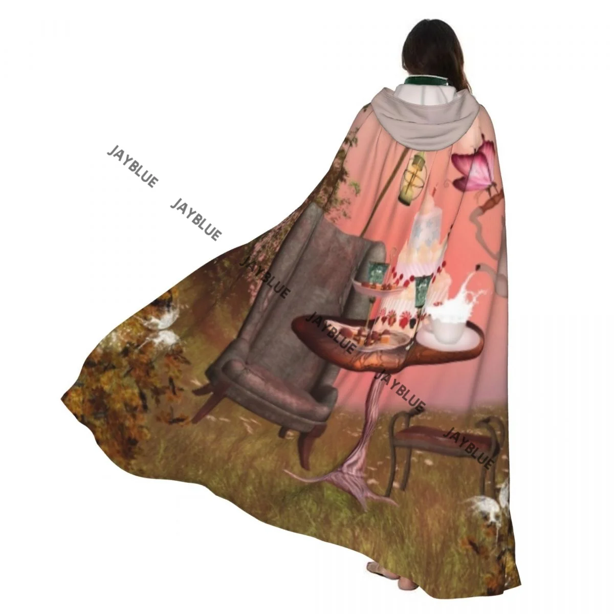 

Двусторонний плащ унисекс с капюшоном для взрослых вампиров, плащ-накидка в стране чудес, банкет на день рождения