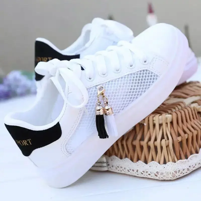 New Fashion Women Sneaker Breathable Students Casual Shoes Sports for Girl Flat Mesh White Shoes Vulcanize Desginer Shoes