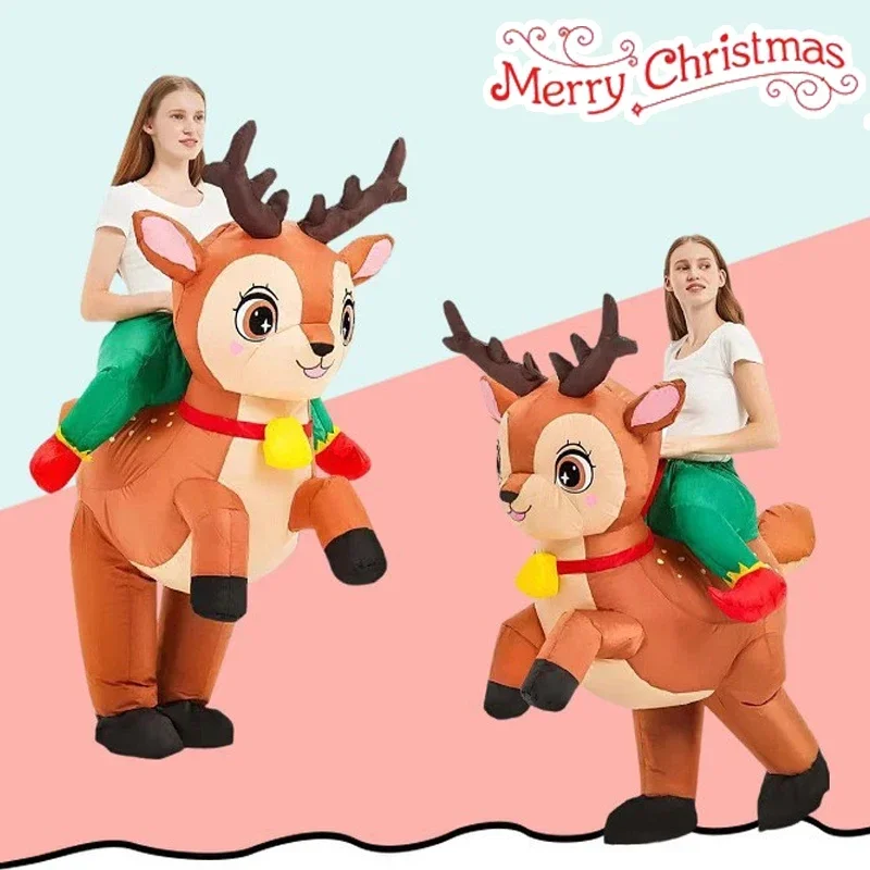 Christmas Inflatable Costume Adult Kids Elk Santa Claus Snowman Styling Inflatable Costume Holiday Party Cosplay Funny Costume