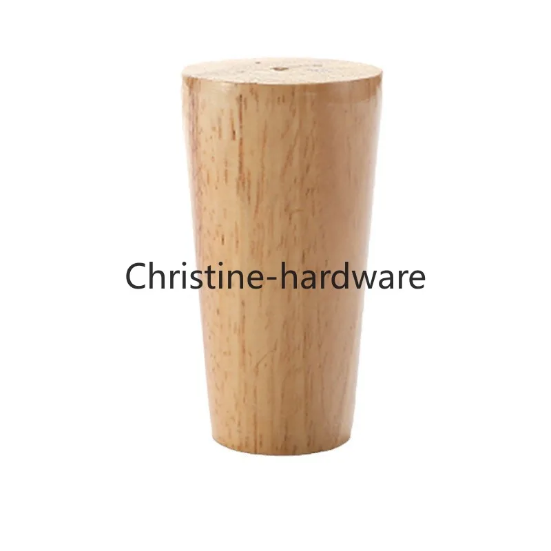 Nature Wood Furniture Leg Round Sofa Feet Replacement Legs, Chair Bed Closet Cabinet Furniture Feet with Metal