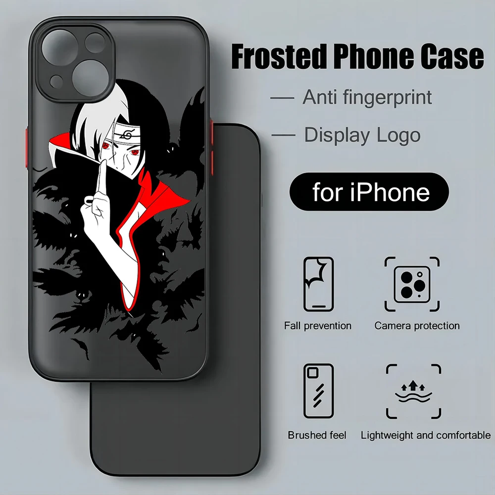 Animation narutos Uchiha Itachi Phone Case For iPhone 15 14 13 12 11 Mini Pro Max X XR 7 8 Plus Matte Transparent Back Cover