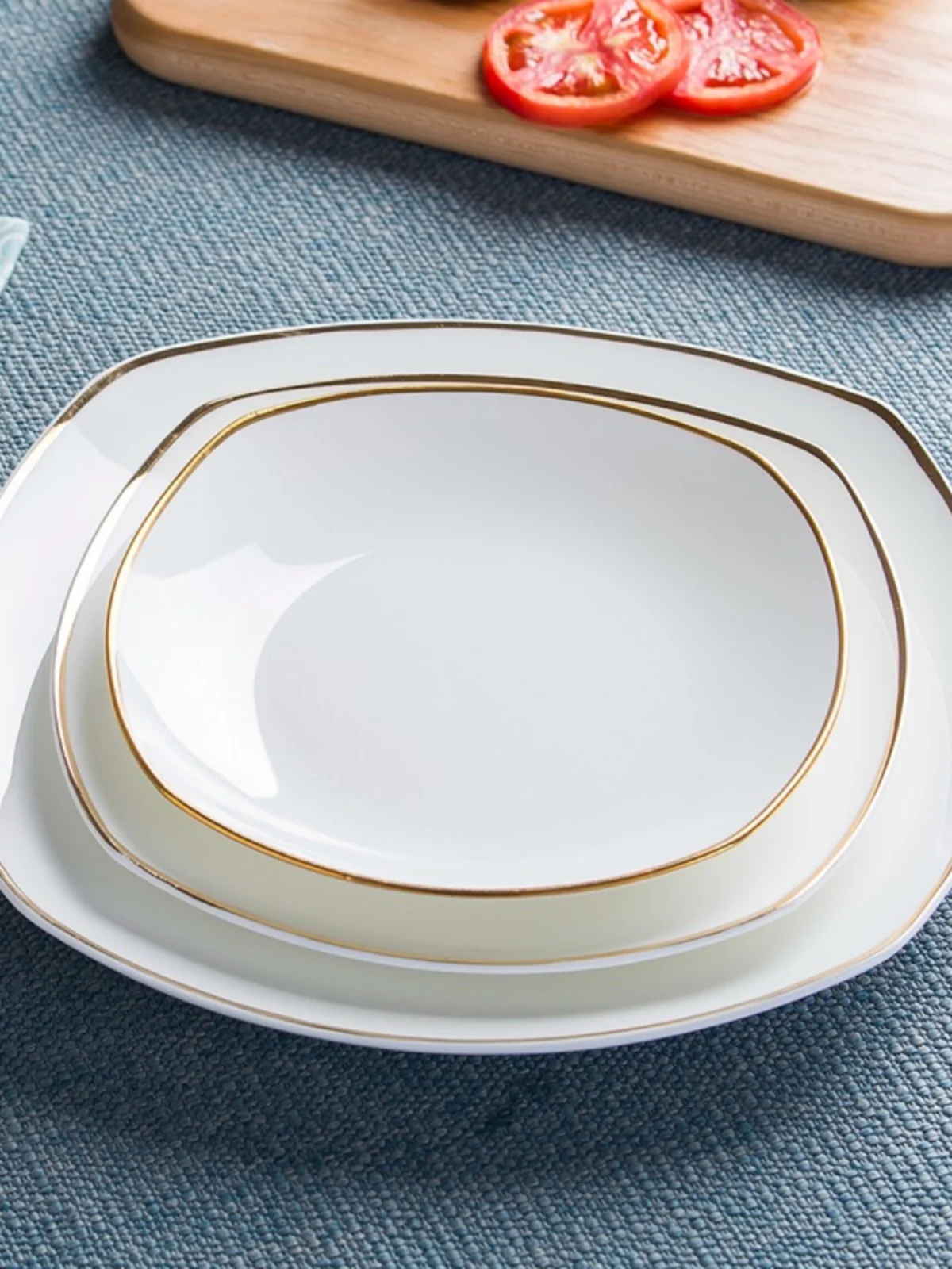 

European Sle Cerc Serving Plate Gold Rimmed Deep Di for Hotel Use Cold Di Western Cuisine Dinnerware Handmade Crt