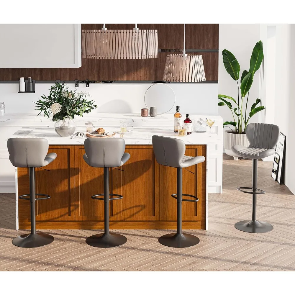 

Bar Stools Set of 4, Modern Swivel Bar Stools with Shell Shaped Backrest, Adjustable Counter Height Bar Chairs for Kitchen