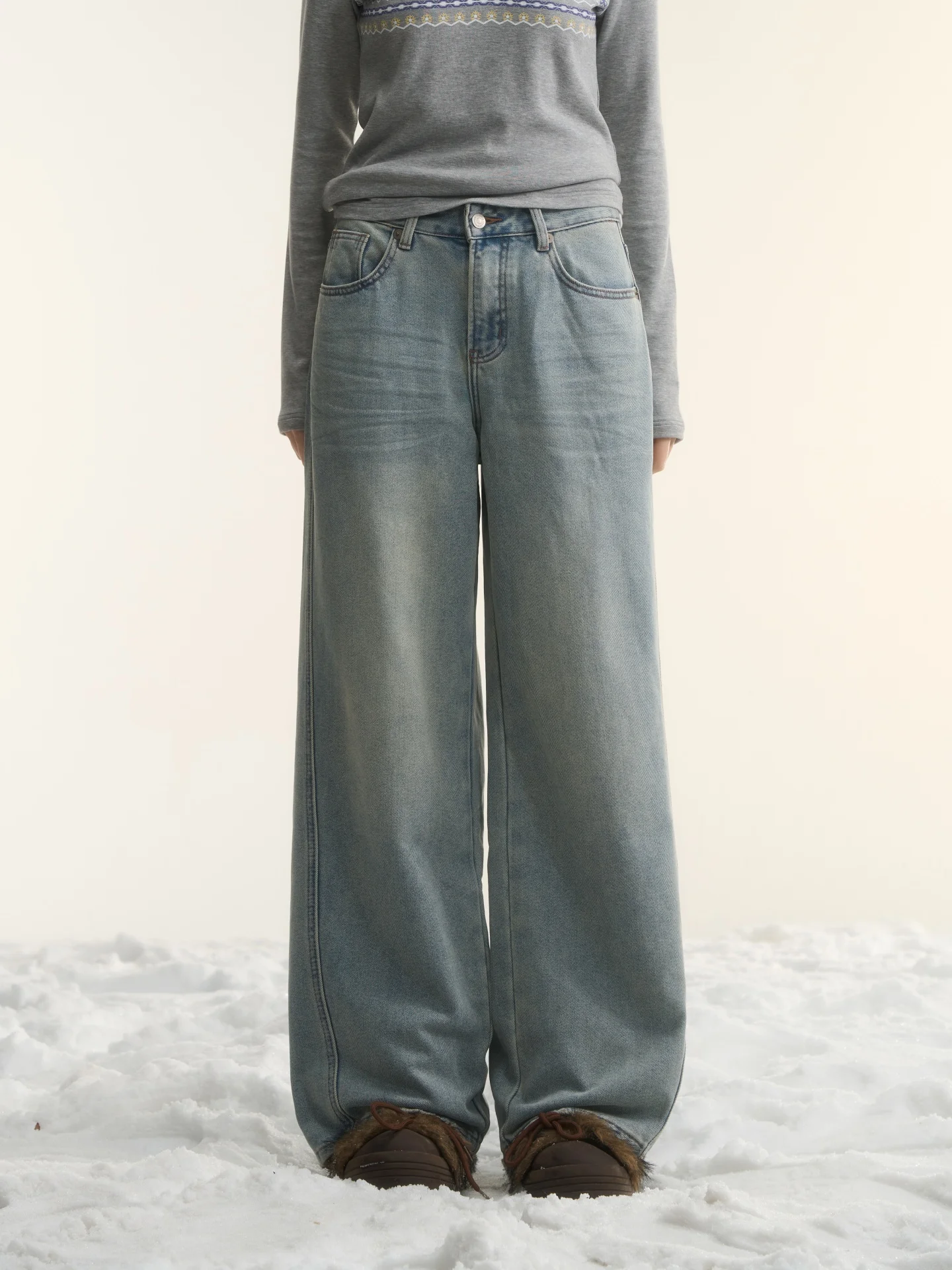 

Джинсы с высокой талией и прямым кроем AsGony Worn, с разрезом, повседневные, удобные, из мягкой дышащей ткани, свободного кроя, женские