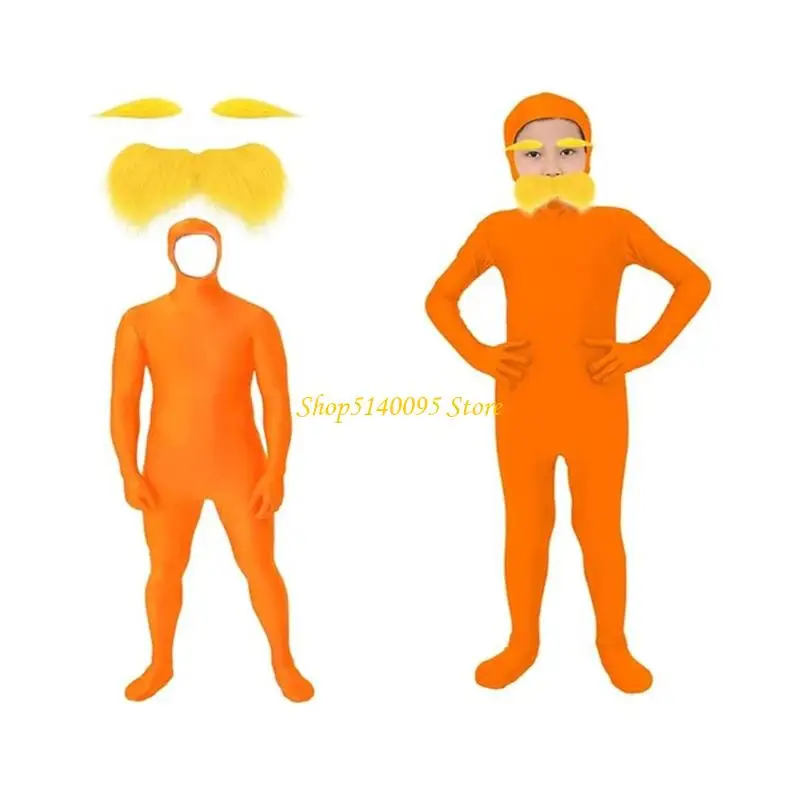 

DXAE Tangerine Costume Accessories Open Face Full Bodysuits Yellow Mustache Eyebrow