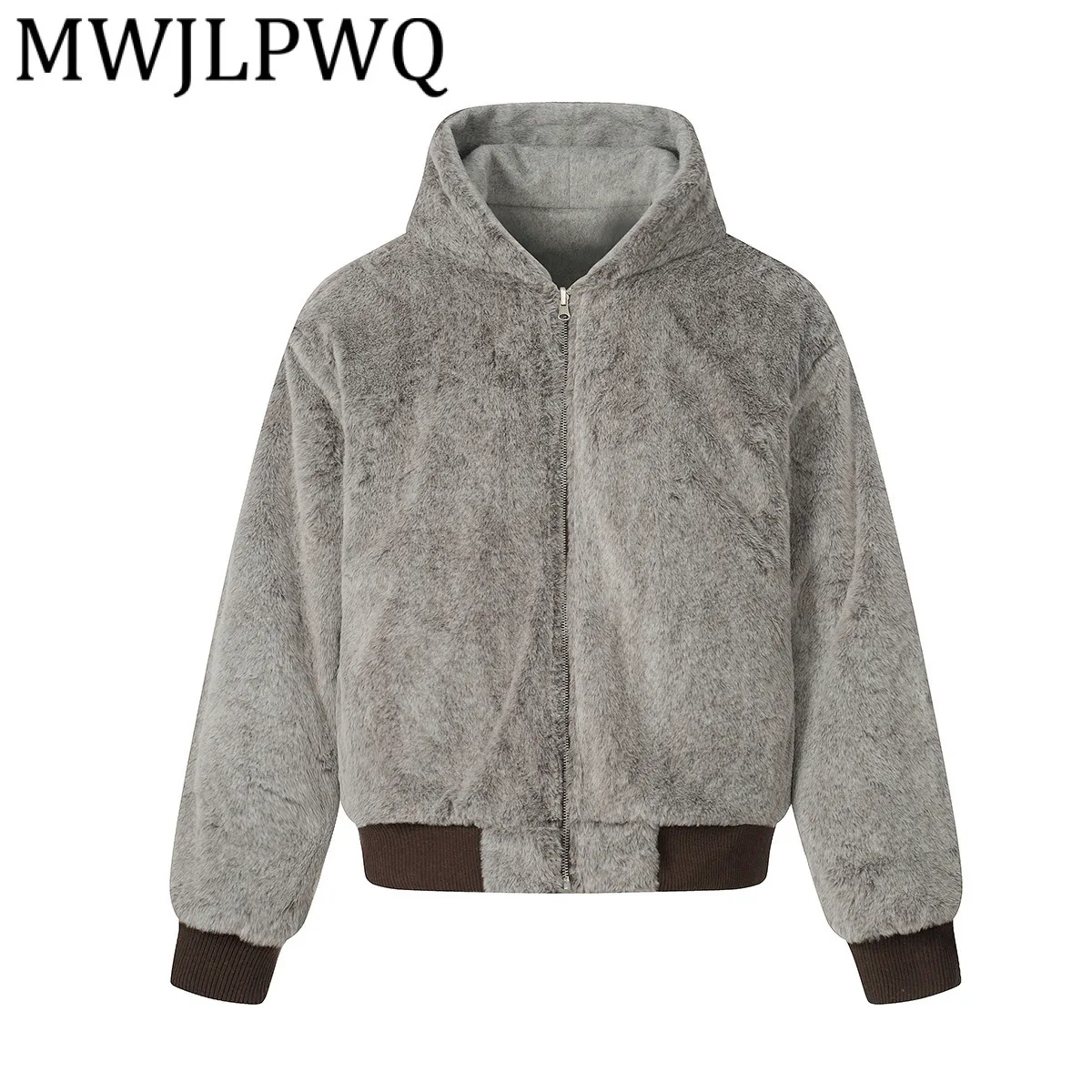 

MWJLPWQ хлопковая куртка в американском стиле, мужская уличная двусторонняя флисовая подкладка на молнии с капюшоном, повседневные топы, тренд 2023, зима 21336