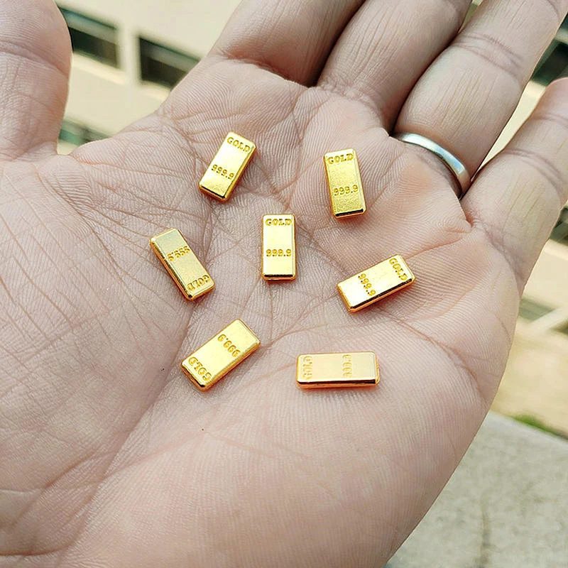 50 Teile/satz Puppenhaus Helle Gold Mini Gold Bars Miniatur Legierung Modell Ornamente Für Puppe Haus Dekor Kinder Pretend Spielen Spielzeug geschenk