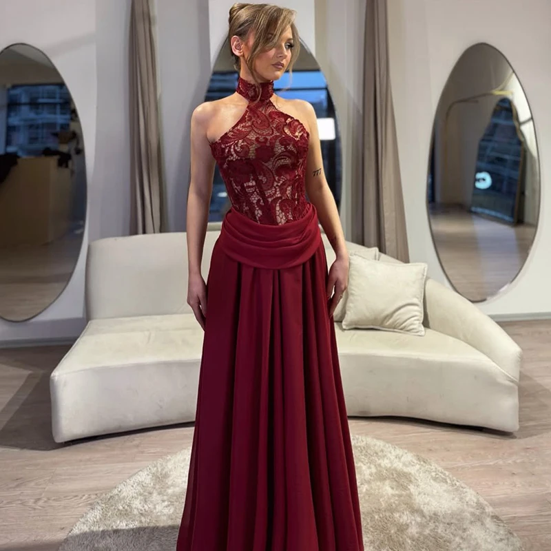 ชุดราตรีทรงเอไลน์ Thinyfull 2026 สำหรับงานพรอม งานเลี้ยงกลางคืน งานค็อกเทล  แบบไม่มีแขน  ผ้าลูกไม้  สไตล์เซ็กซี่  แบบซาอุดิอาระเบีย  สามารถสั่งตัดได้