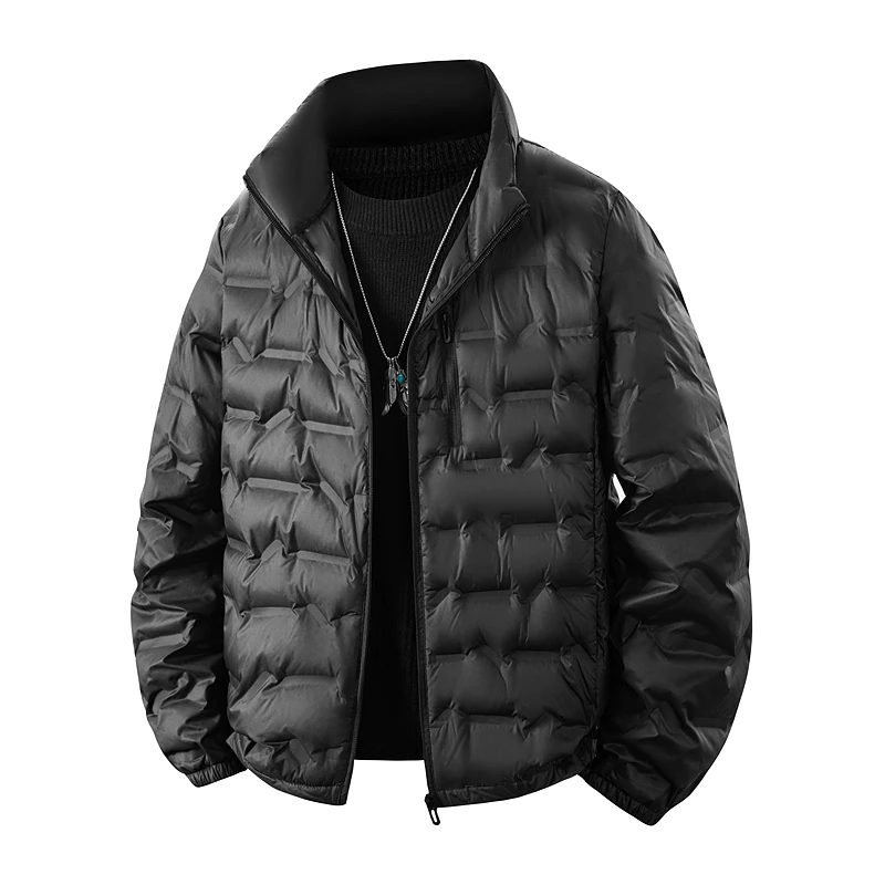 

Winter Men's down Jaet Lightweight Thiened White Du Feather Stand Collar Coat Faionable Casual Urban Wear for Couples