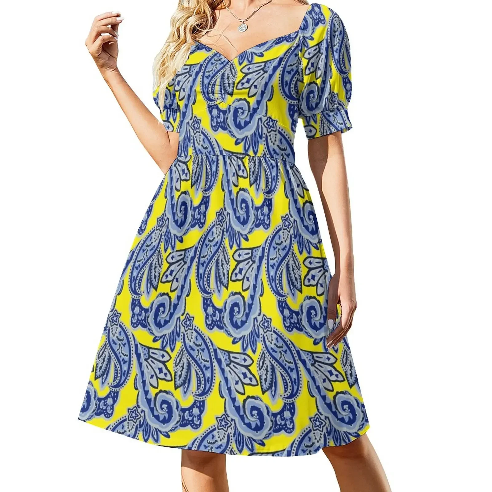 

Barden Bellas Paisley Scarf Short-Sleeved Dress summer women's suit birthday dress for women