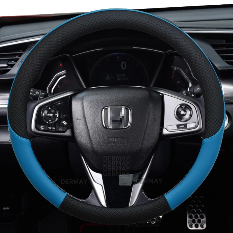 for Honda Civic 10th gen (FC/FK) 2016~2022 Car Steering Wheel Cover PU Leather 100% DERMAY Brand Auto Accessories