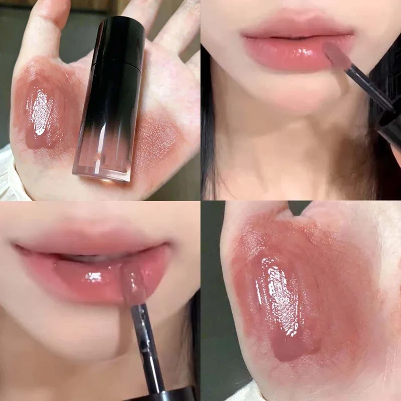 Low Saturation Mirror Water Light Lip Gloss Mirror Lasting Liquid Lipstick Moisturizing Lip Tint Nature Nude Lip Makeup Cosmetic