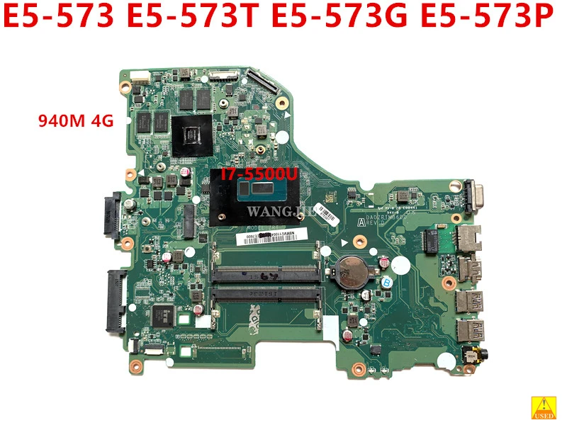 

For Acer Aspire E5-573 E5-573T E5-573G E5-573P I7-5500U GT940M 4G DA0ZRTMB6D0 ZRT NBMVG11004 NBMVG11005 Motherboard Used