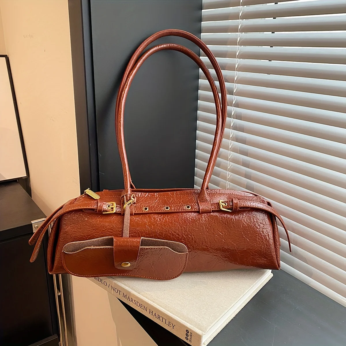 

Vintage French Stick Bag - Retro Crossbody with Gold Hardware. Elegant for Work & Everyday. Coffee/Brown/Red/Black. Shop Now!