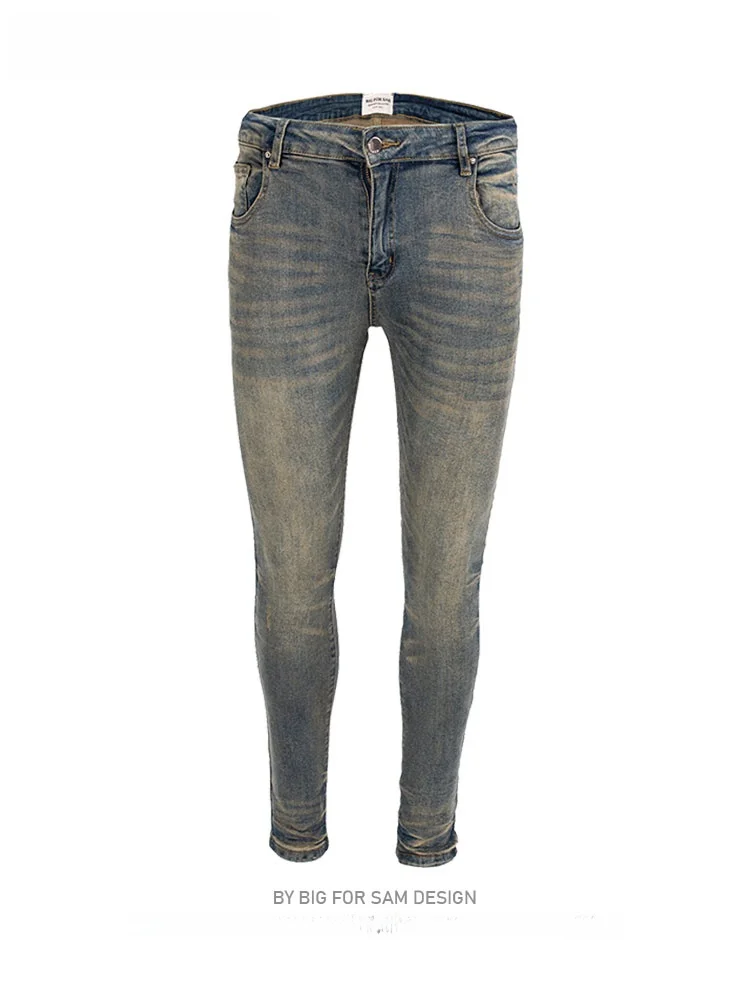 

Мужские джинсы Big for Sam Basic Sle Dirtied Yellow Clay Skinny, винтажные, из хлопка, эластичные, со средней посадкой, на молнии, в стиле High Street