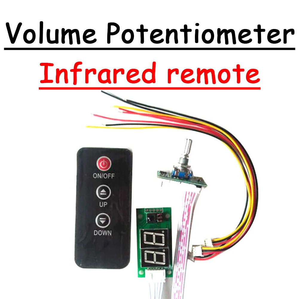 Potenciômetro Digital Duplo com Controle Remoto Potenciômetro de Volume com Display Led Mais Remoto Infravermelho para Amplificador de Potência Áudio