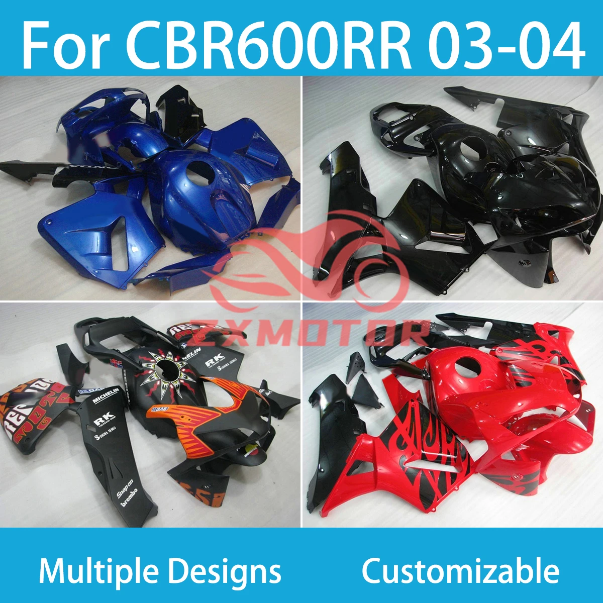 Solid Color Fairings for Honda CBR600RR 2003-2004 Durable ZXMT CBR600RR 03 04 Fairing Kit