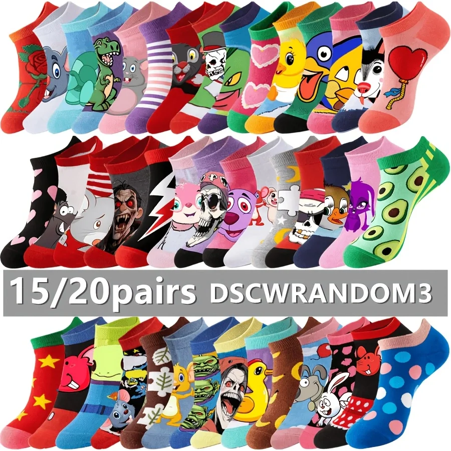 15/20 Paar Hip-Hop Street Style Crew Socken Cartoon Anime Lustige Neuheiten-Socken für Erwachsene