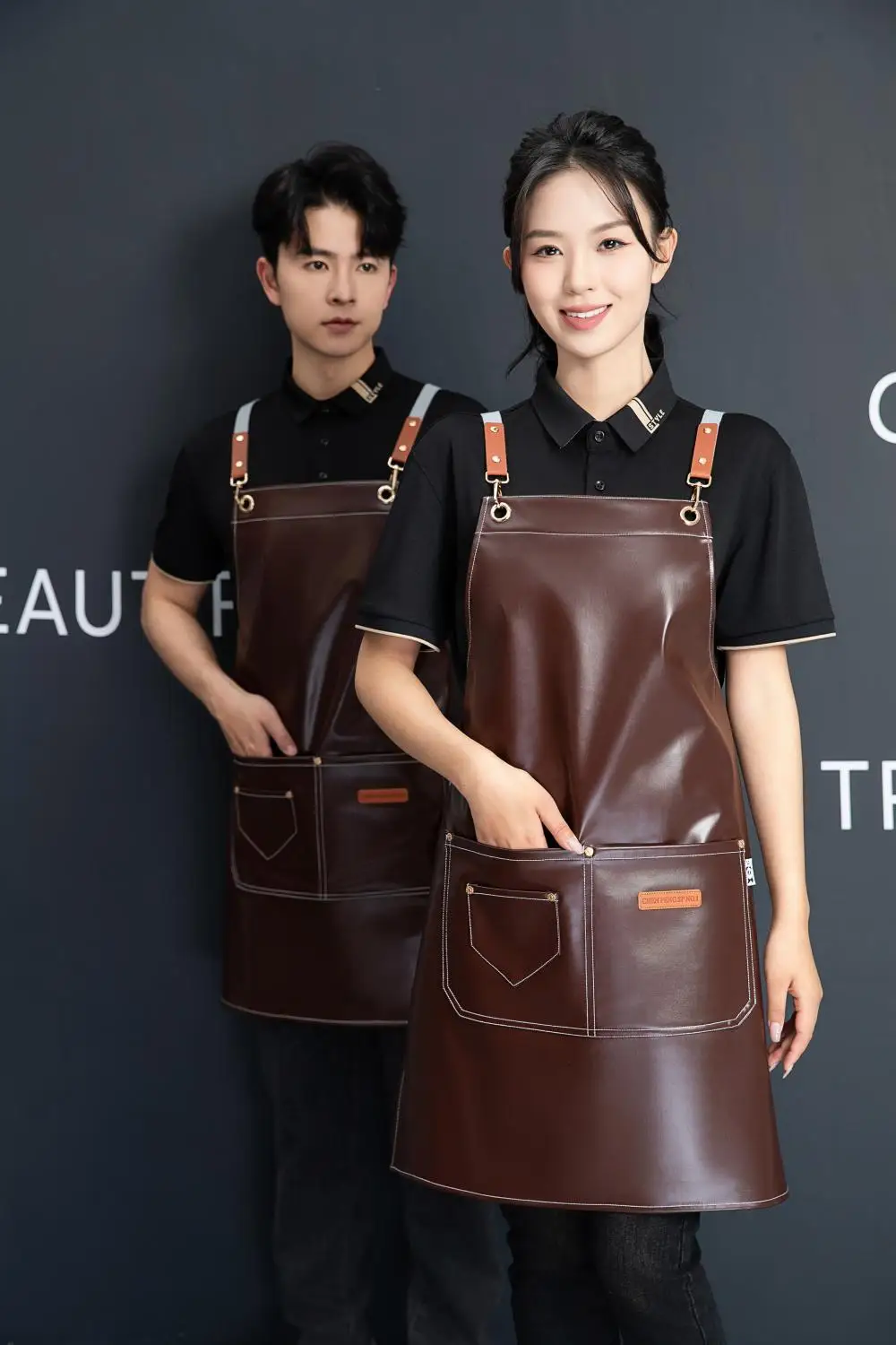 Customized your logo new fashion casual men and women soft leather apron