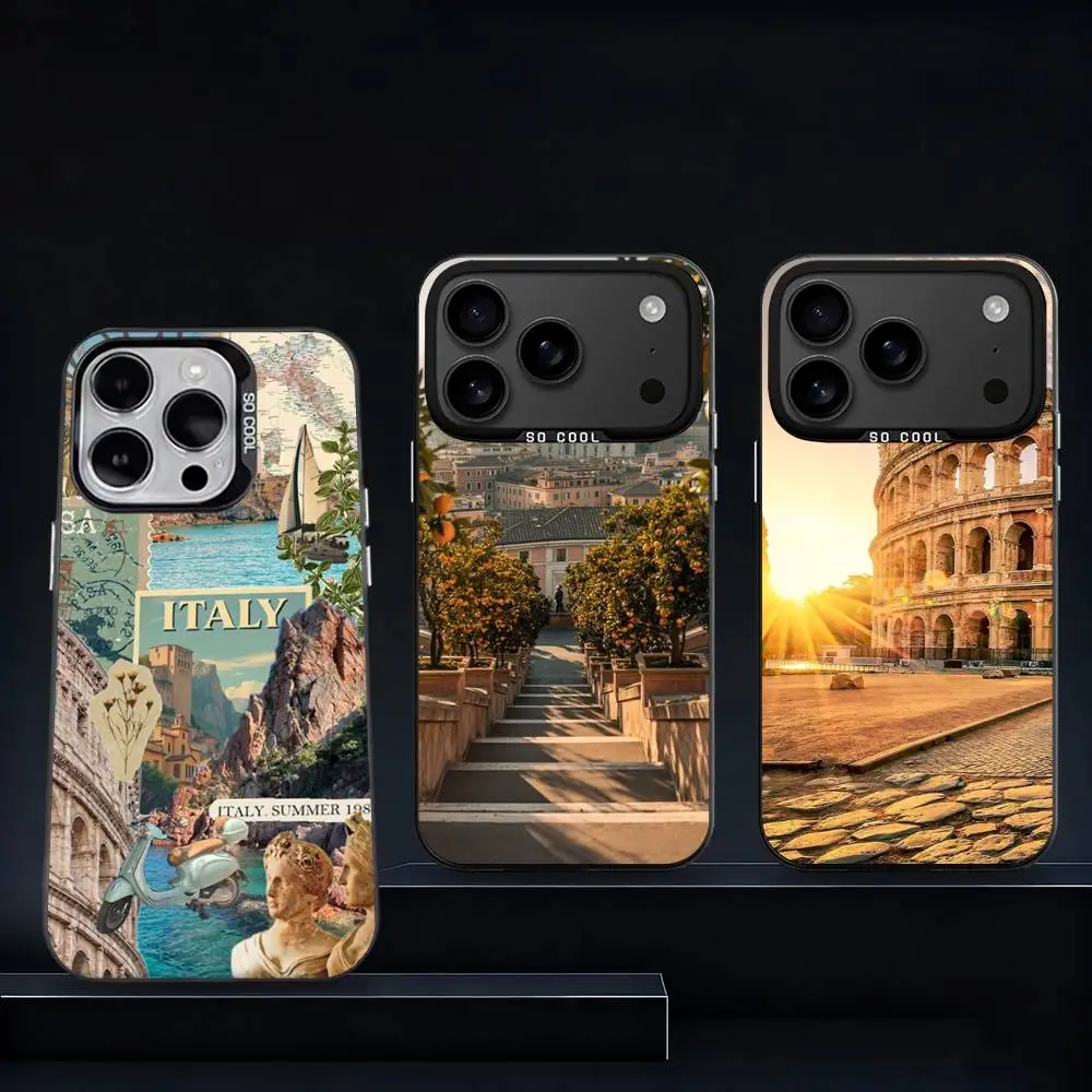 

Italy Rome City Travel Phone Case For iPhone 17,16,15,14,13,12,11,Pro,XS,Max,Plus,Mini,SE4,E IMD Matte Black
