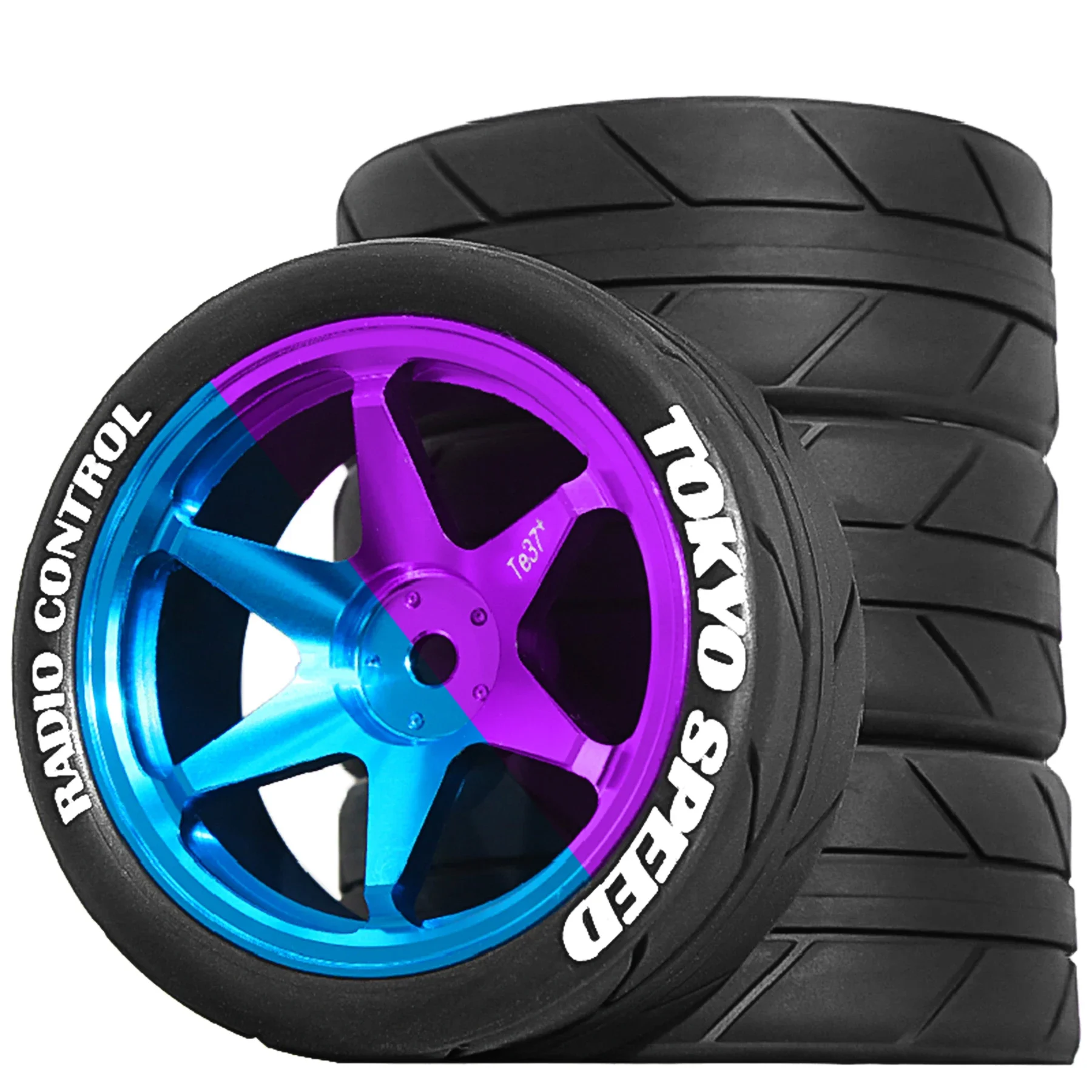 RC Part 65mm Wheel Tyres Tires 12mm Hex Blue Rim Durable Rubber for 1/10 1/12 1/14 RC Car Racing Competitable Wltoys 144001