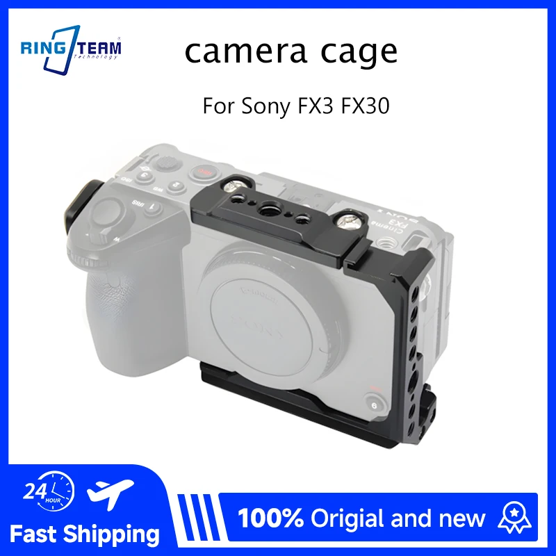 

Camera Cage for Sony FX30 FX3 Metal Rabbit Cage Rig with Cold Shoe Cable Clamp 3/8 ARRI Holes for Video Production Filmmaking