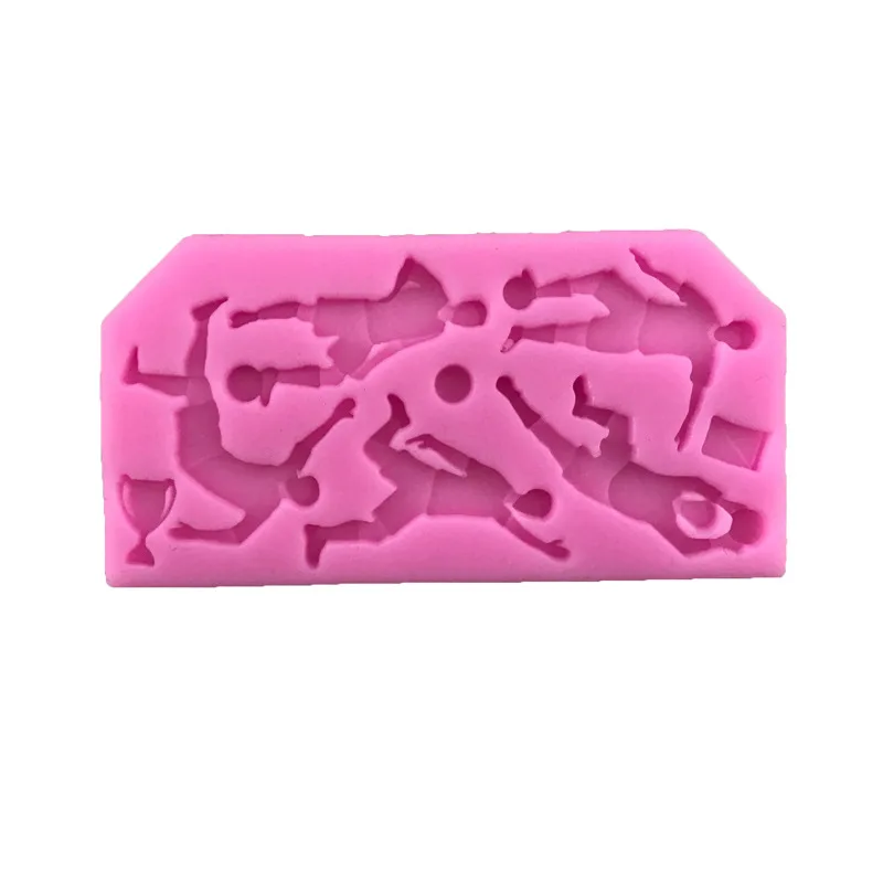 New Ball Sports Figure Fondant Cake Mold Liquid Silicone Mould B010