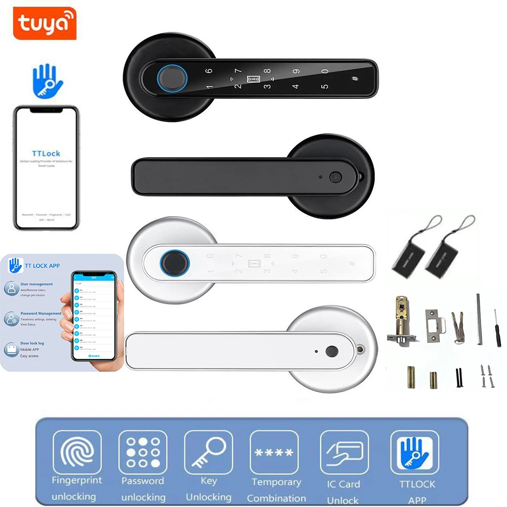 

Tuya WiFi Biometric Fingerprint Door Lock Bluetooth Digital Electronic Lock Tuya APP Remote Unlocking Keyless Entry Smart Locks