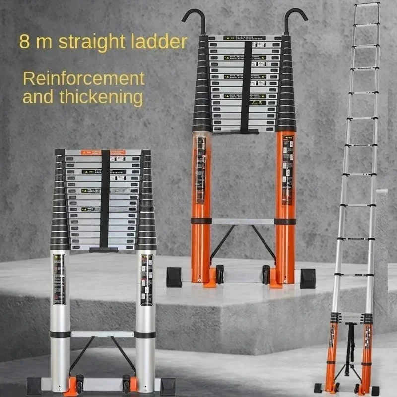 thickened telescopic engineering cloud ladder long straight bamboo ladder lifting aluminum alloy ladder