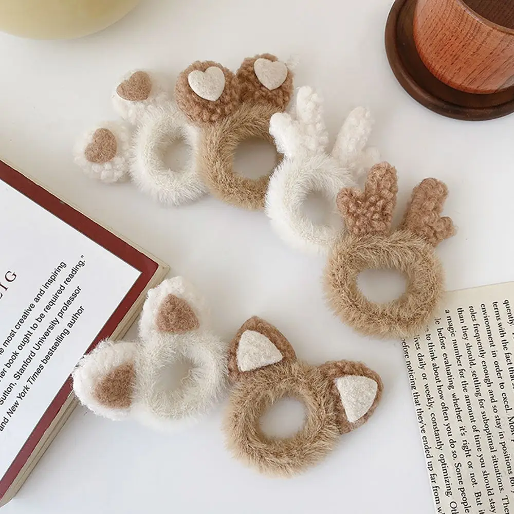 Accessories Hair Ties Female Antlers Plush Christmas Ponytail Holder Women Hair Ring Cat Ears Scrunchies Korean Style Hair Rope image 5