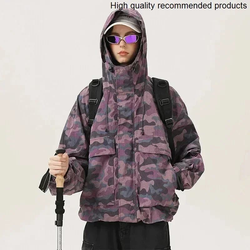 

Men Outdoor Nylon Waterproof Lightweight Women Fashion Sport Loose Casual Tack Quick Dry Hooded Cargo Jacket Techwear Coat